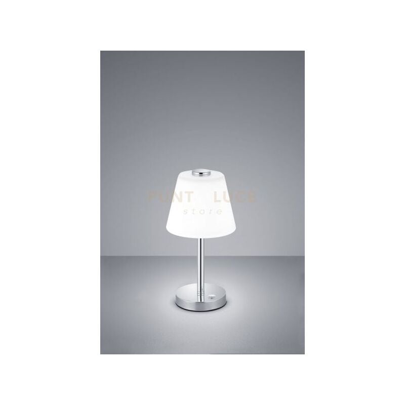 foto del prodotto defibrico emeraald lampada tavolo led 4,5w 1x 450lm, 3000k diffusore vetro cono 4 intensita di luce colore cromo h.29cm