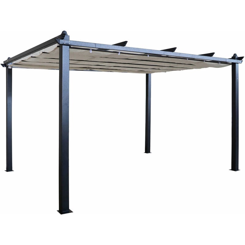 foto del prodotto defibrico - gazebo pergola in alluminio 3x4 mt antracite con tetto chiudibile a carrucola jodene
