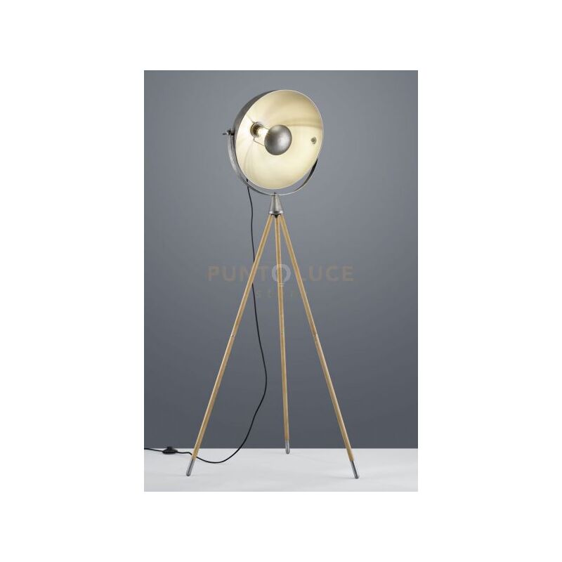 foto del prodotto defibrico lampade da terra cupola metallo delhi 403400167 acciaio e legno