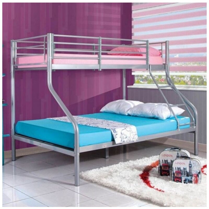 foto del prodotto defibrico letto a castello in metallo singolo 90x190 alla francese 140x190