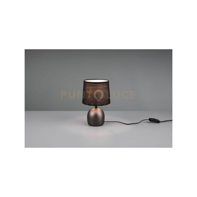 foto del prodotto defibrico malu lampada da tavolo in ceramica con paralume acciaio antico h. 26cm 1 luce attacco e14