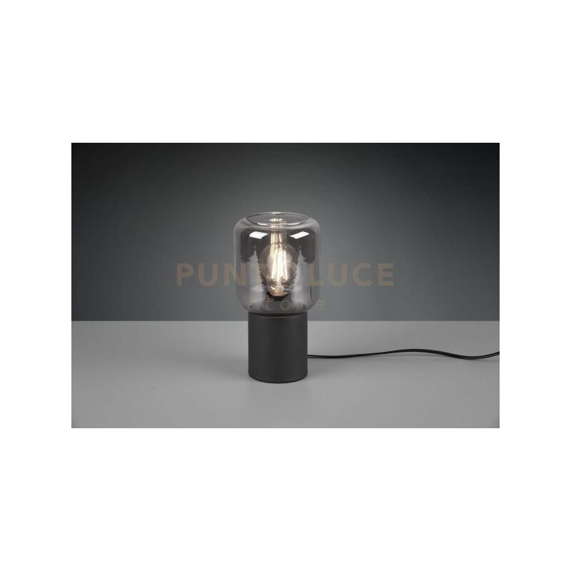 foto del prodotto defibrico nico lampada da tavolo vetro fume base nero satinato h. 24cm 1 luce attacco e27