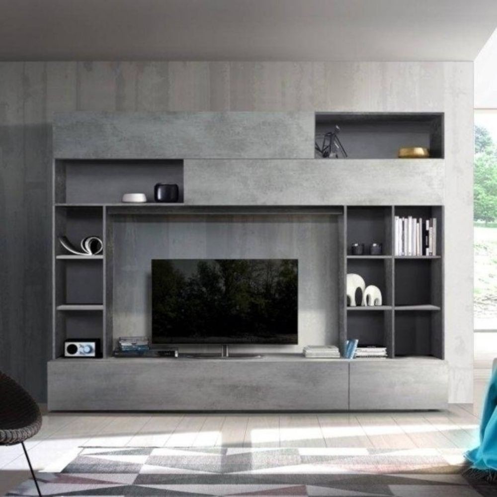 foto del prodotto defibrico parete attrezzata boran grigio ossido beton