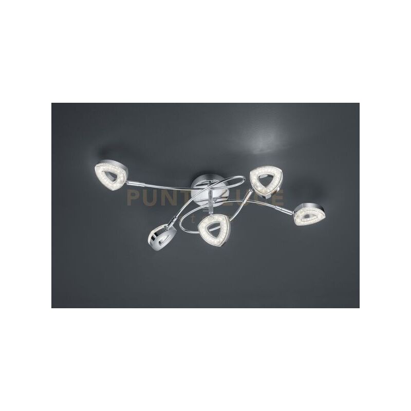 foto del prodotto defibrico plafoniera tours 5 spots led integrati in diffusore triangolo cromato r62135106