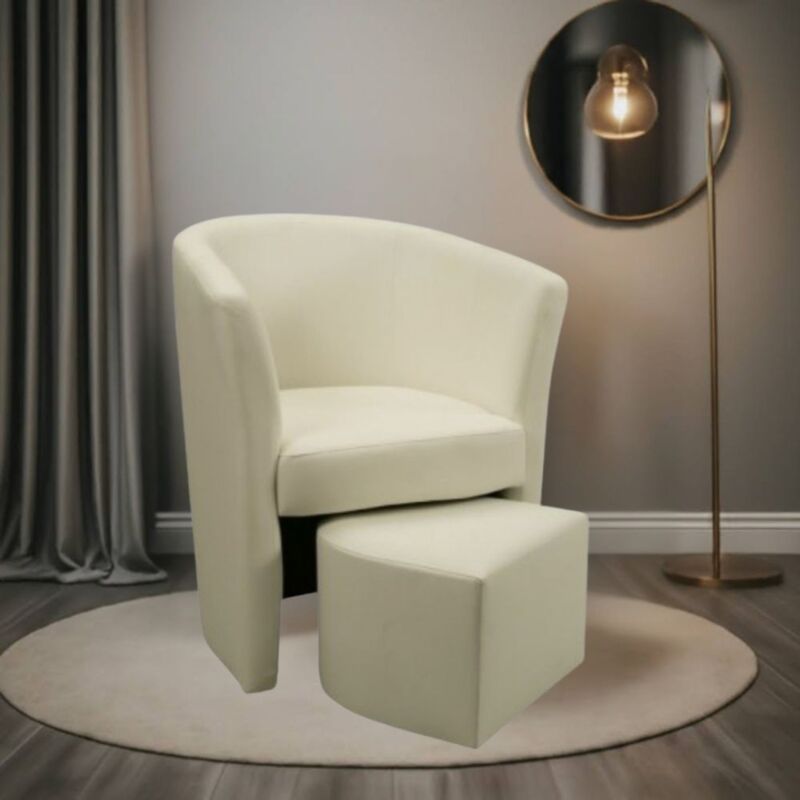 foto del prodotto defibrico poltrona pegasus con pouf estraibile colore avorio