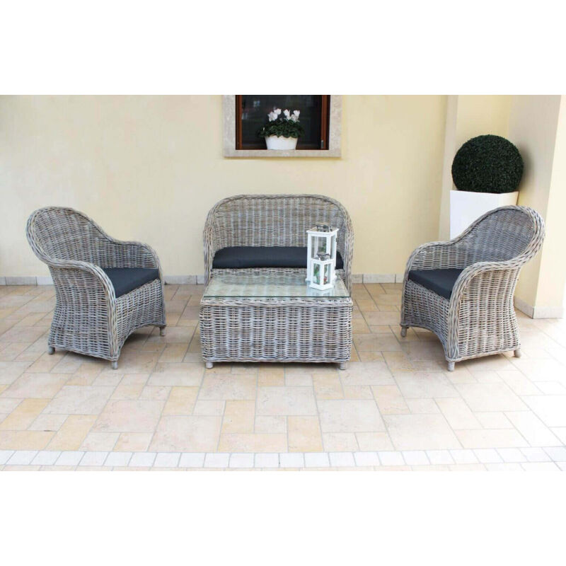 foto del prodotto defibrico salotto per esterno in wicker completo con cuscini milway