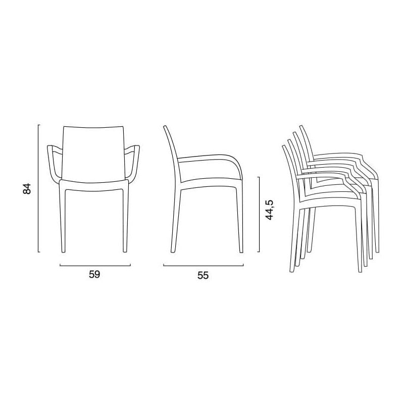 foto del prodotto defibrico - sedia poltrona impilabile da esterno casa giardino con struttura in resina effetto rattan bristrot grandsoleil - black