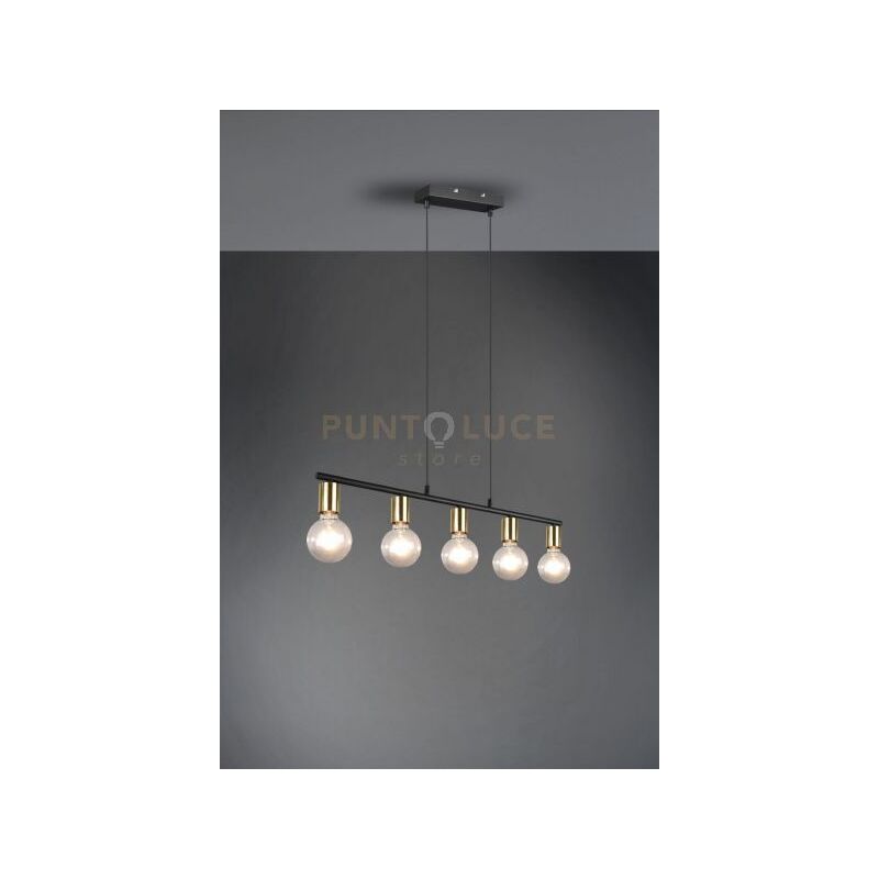 foto del prodotto defibrico sospensione vannes 5 spots ottone satinato e nero r30185008