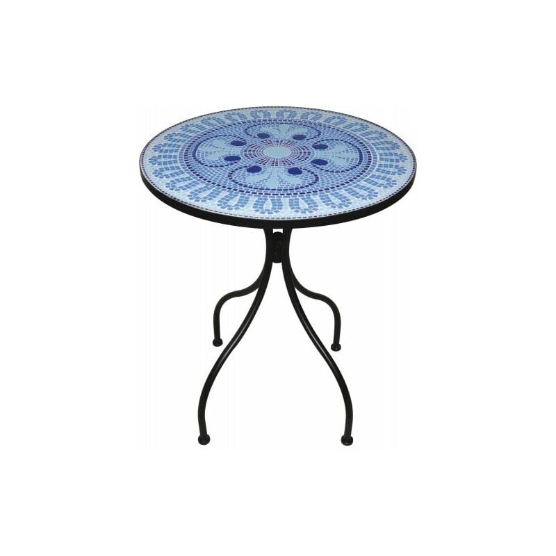 foto del prodotto defibrico tavolo da esterno decojardin hellas in acciaio nero e piano con ceramica decorata 80cm