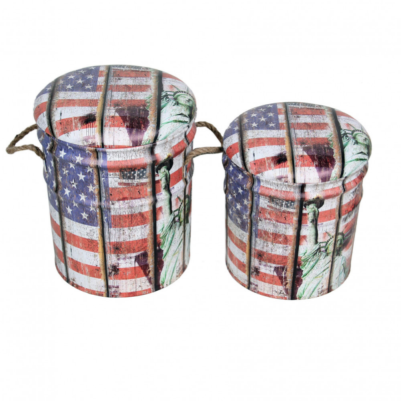 foto del prodotto defibrico theodore set di 2 pouf contenitore tondo poggiapiedi