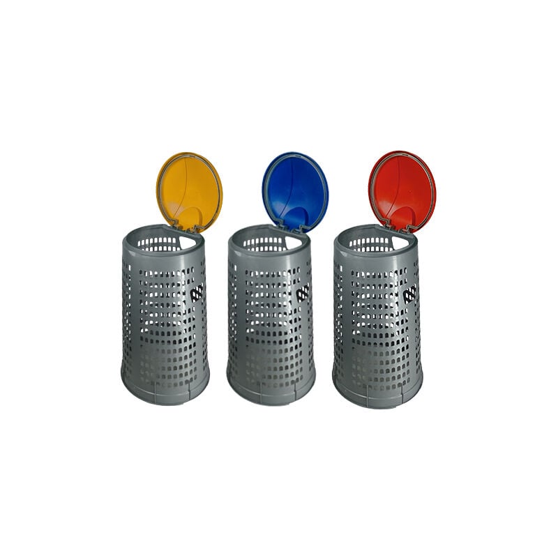 foto del prodotto defibrico trespolo bidone tata con coperchio rosso per raccolta differenziata 38x80cm