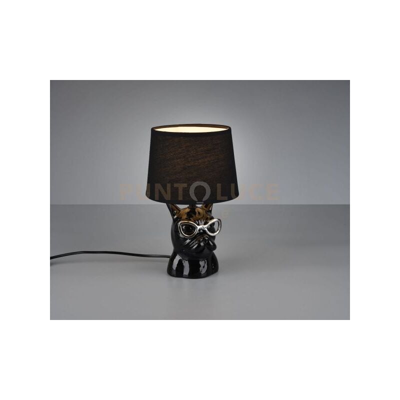 foto del prodotto defibrico trio lighting italia dosy lampada da tavolo attacco piccolo e14 in ceramica colore nero con interruttore su cavo r50231002
