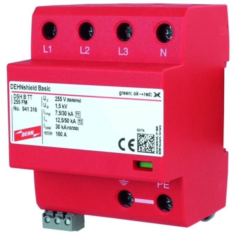foto del prodotto dehn shield scaricatore combinato per reti tt e tn s, impiego in sistema di alimentazione principale circuito 3 1 