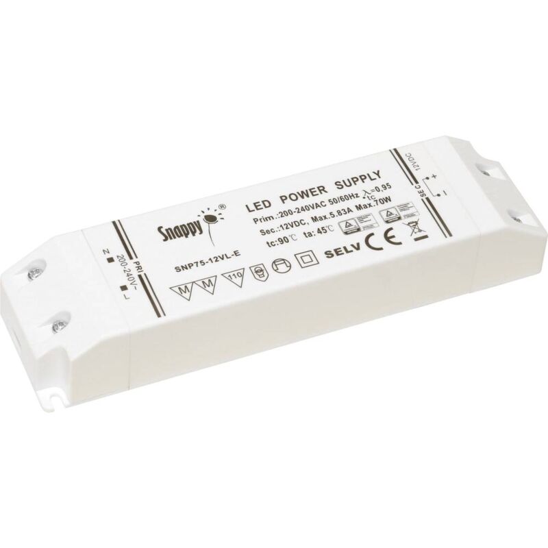 foto del prodotto dehner elektronik snappy snp75 12vl e trasformatore per led tensione costante 75 w 0 5.83 a 12 v dc non dimmerabile,