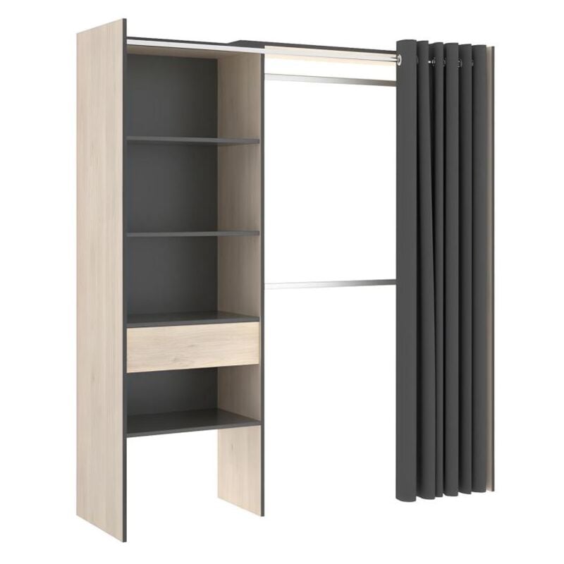 foto del prodotto dekit armadio guardaroba allungabile l 110 160 cm rovere e antracite laurent