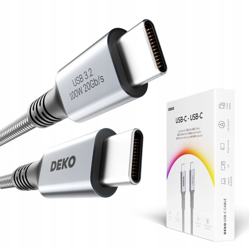 foto del prodotto deko cavo di ricarica rapida usb c 100w per android auto type c usb3.2 corto 0,5m