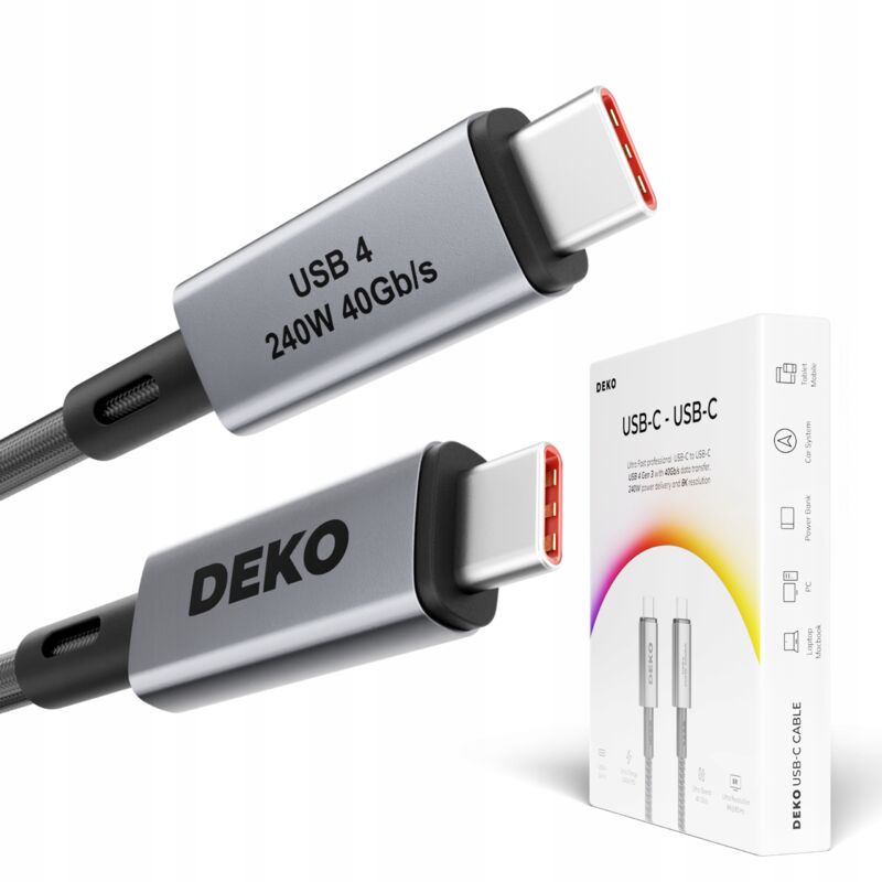 foto del prodotto deko cavo usb c ricarica rapida da usb type c a apple thunderbolt 240w usb4 50cm