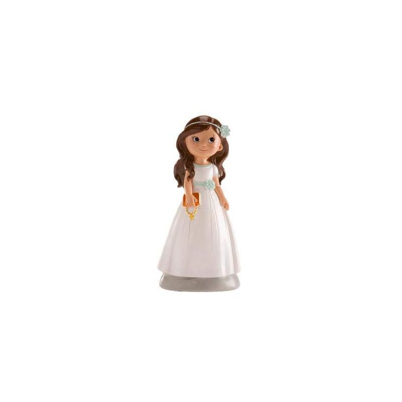 foto del prodotto dekora figura decorativa per prima comunione bambina con catechismo realizzata in resina decorazione per torte 13 cm altezza design