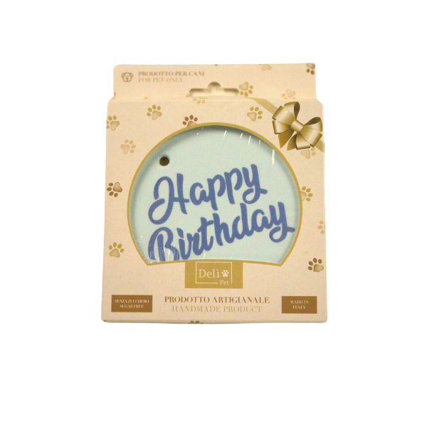 foto del prodotto del pet torta di compleanno auguri snack per cani torta azzurra 110 gr 1 ordine scegli lo sconto bzr5 bzr20 200 punti fedelt 