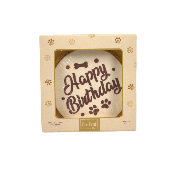 foto del prodotto del pet torta di compleanno auguri snack per cani torta bianca 200 gr 1 ordine scegli lo sconto bzr5 bzr20 200 punti fedelt 