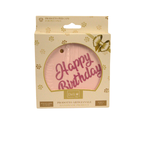 foto del prodotto del pet torta di compleanno auguri snack per cani torta rosa 110 gr 1 ordine scegli lo sconto bzr5 bzr20 200 punti fedelt 