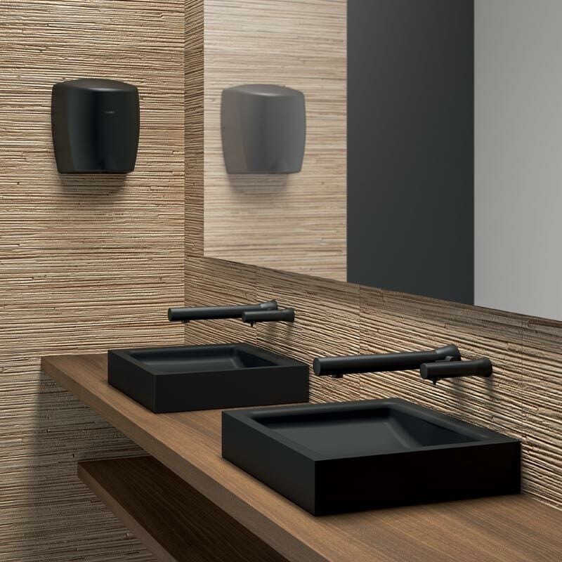 foto del prodotto delabie lavabo da appoggio rettangolare 39,5 cm acciaio inox nero unito
