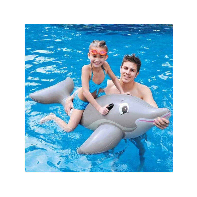 foto del prodotto delfino gonfiabile galleggiante con maniglie 152x90cm in pvc resistente trade shop traesio