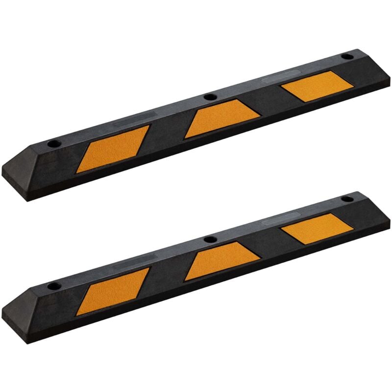 foto del prodotto delimitatore di parcheggio, 2 battiruota in gomma 1200x150x100mm con fasce rifrangenti, fermaruota wiltec