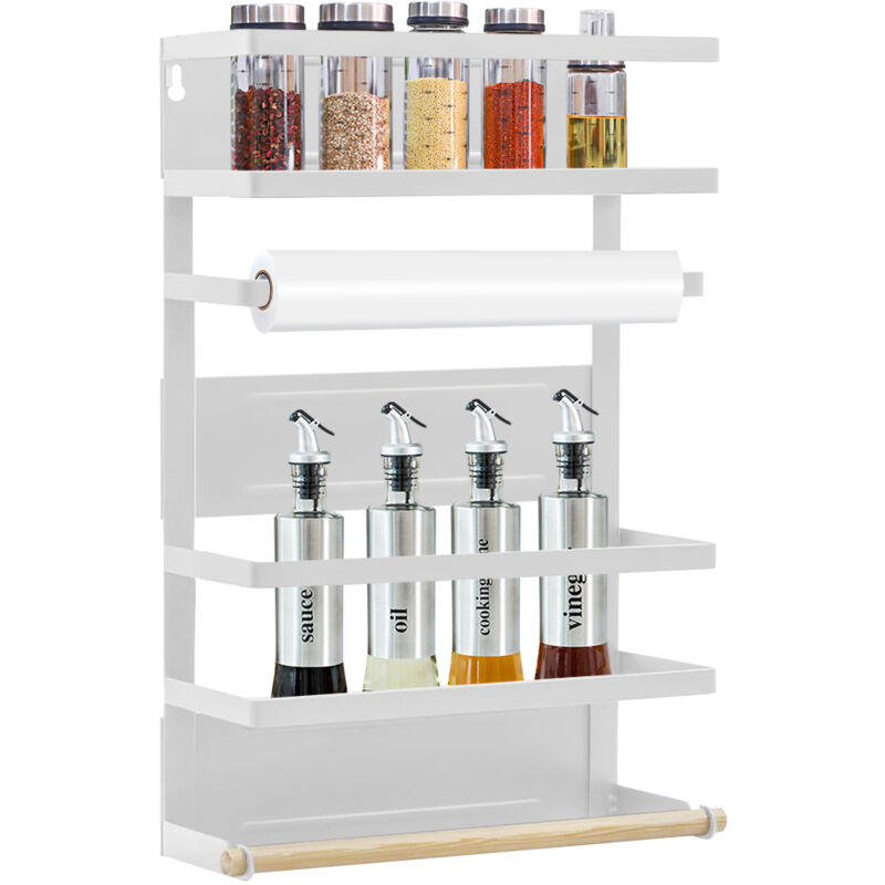 foto del prodotto dello scaffale di stoccaggio del frigorifero della cucina dello scaffale a 5 livelli,carico 30kg,30 12 46cm,bianco