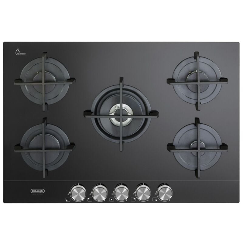 foto del prodotto delo piano cottura nsl 575 nc a gas 5 fuochi gas colore nero