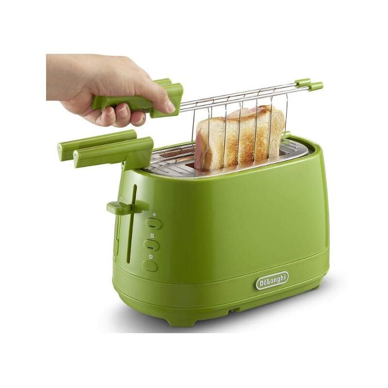 foto del prodotto delonghi de longhi ctlap2203.gr tostapane con pinze, controllo progressivo del grado di tostatura, indicatori luminosi, cassetto raccoglibriciole,