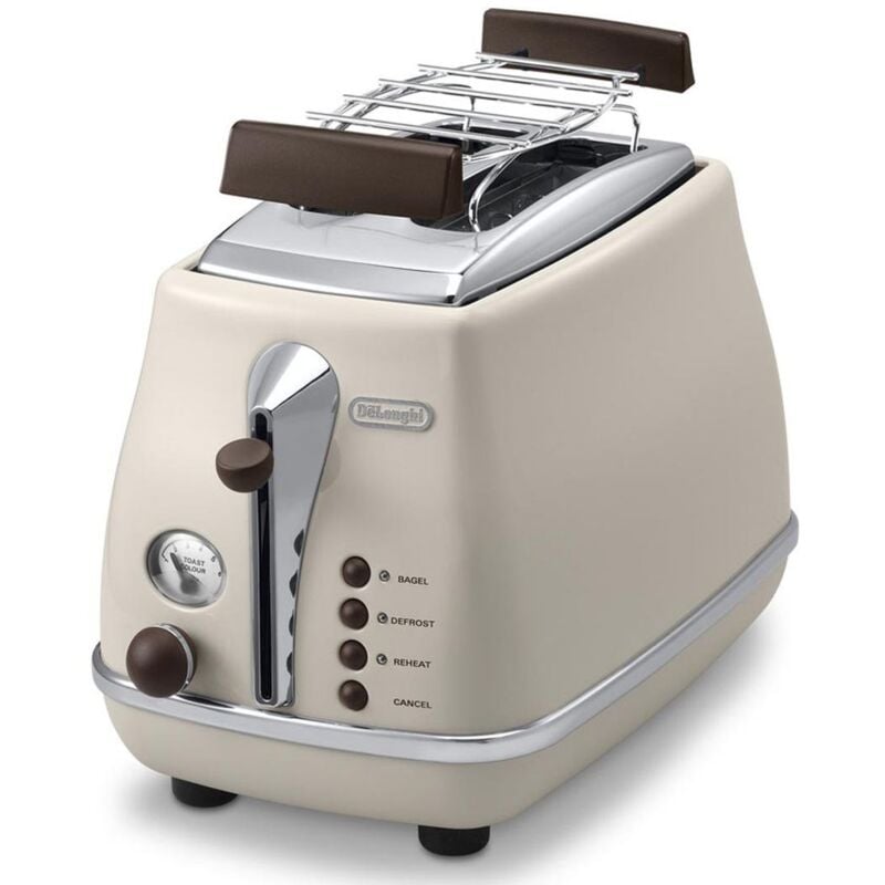 foto del prodotto delonghi de longhi ctov 2103.bg tostapane 2 fette icona vintage, controllo progressivo grado di tostatura, 3 funzioni, scaldabrioches, cassetto