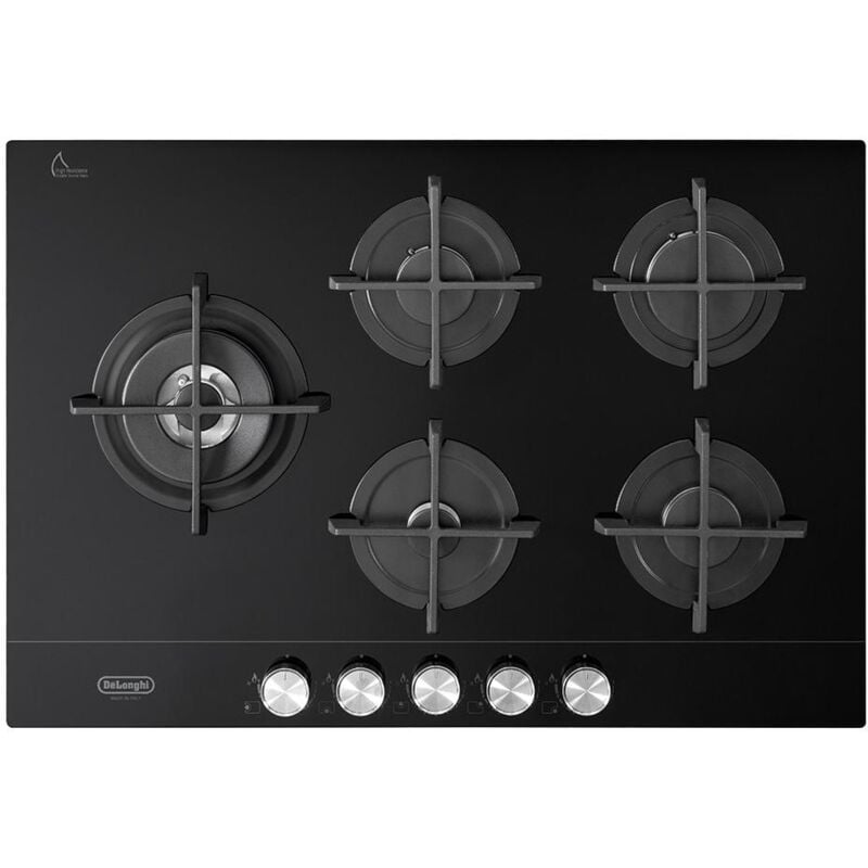foto del prodotto delonghi - de'longhi nsl 575d ncm piano cottura nero da incasso 75 cm gas 5 fornelli