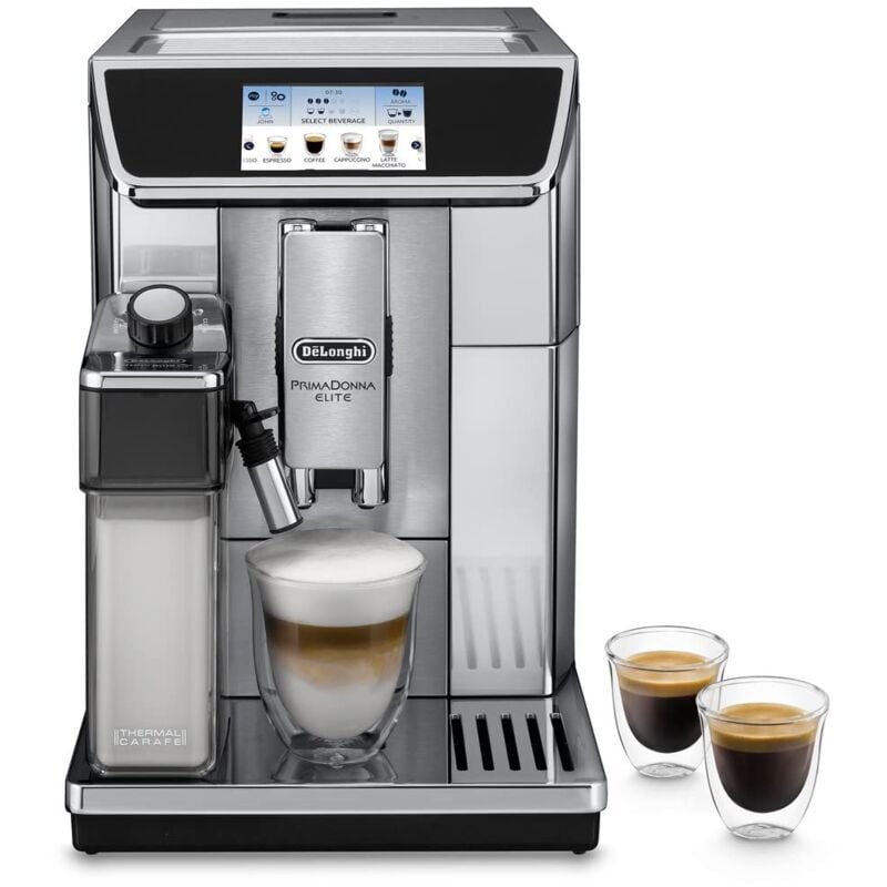 foto del prodotto delonghi ecam650.75ms prima donna elite macchina da caff in acciaio inox, touch screen a colori, 15 bar, pressione pompa, argento, 470 x 260 x