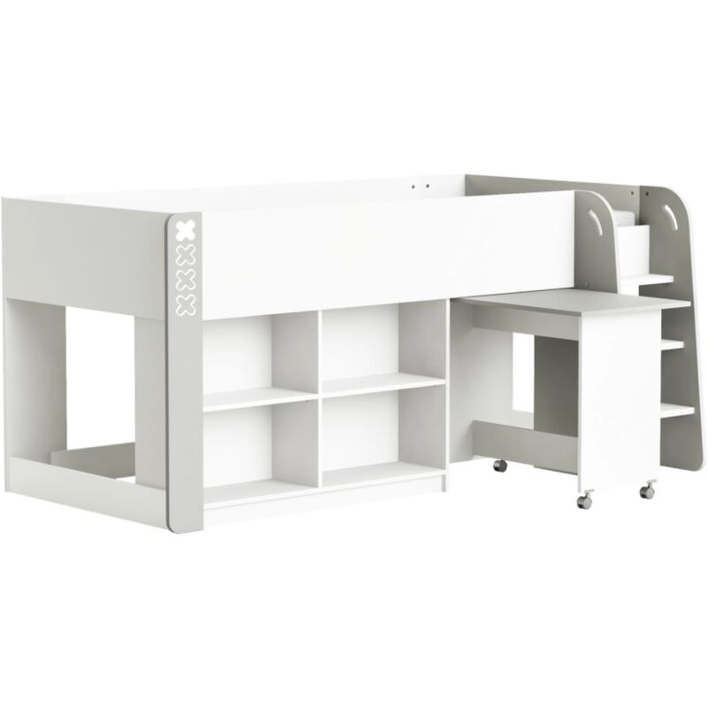 foto del prodotto demeyere letto singolo con scrivania estraibile bianco 210,3x124,2x97,8 cm