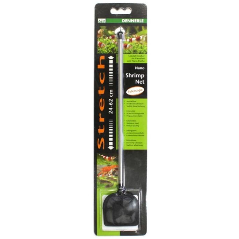 foto del prodotto dennerle 2481 nano retino rettangolare 75x60mm con manico estendibile 24 62cm colore nero