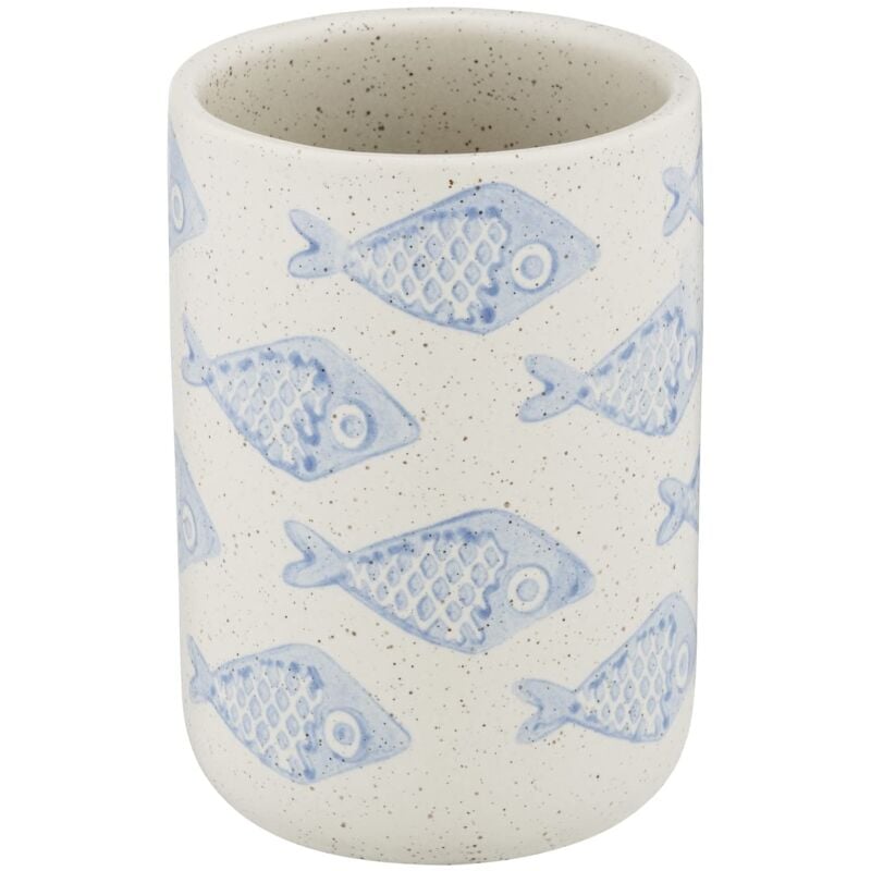 foto del prodotto denti aquamarin, portaspazzolino e dentifricio, ceramica, beige blu, 8 x 11 x 8 cm wenko