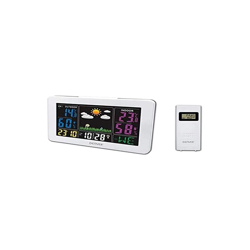 foto del prodotto denver electronics stazione meteorologica ws 540white. display a colori a led. termometro igrometro digitale per la misurazione della temperatura e