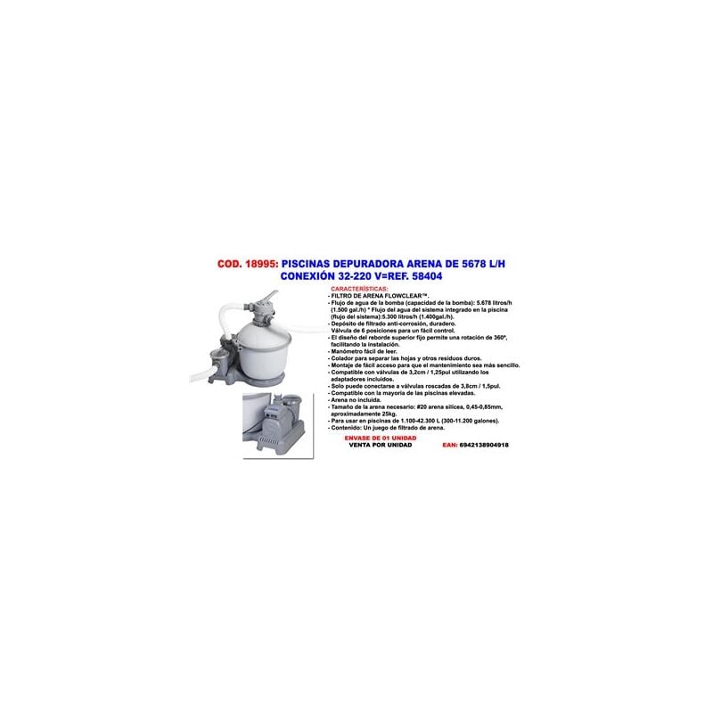 foto del prodotto depuratore di sabbia per piscine 5678 l h attacco 32 220 v58404 58497