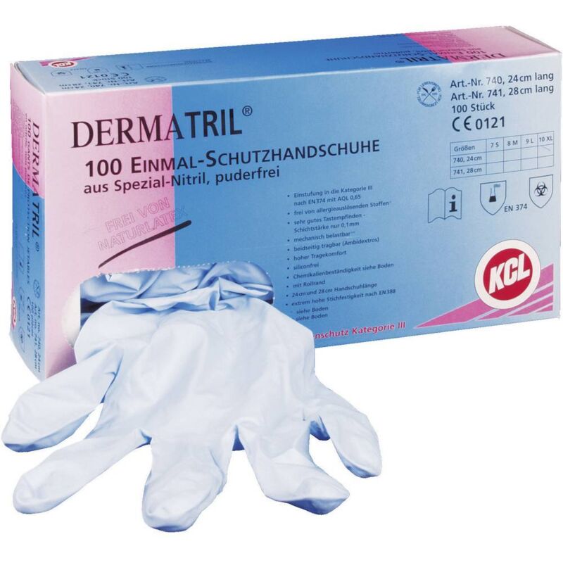 foto del prodotto dermatril 740 10 100 pz. nitrile guanto monouso taglia guanti 10, xl en 374 kcl
