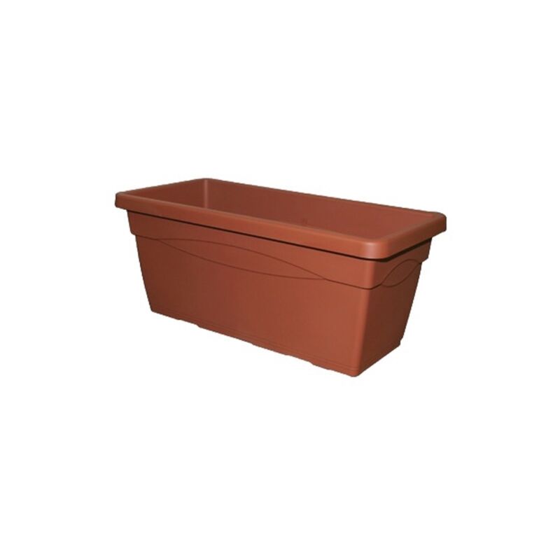 foto del prodotto deroma vaso rettangolare in plastica mod. cassettone colore terracotta 80x37x33 cm.
