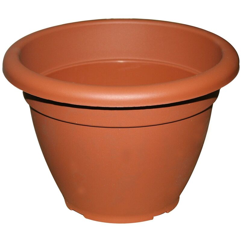 foto del prodotto deroma vaso tondo in resina color terracotta tivola de roma altezza 14 cm diametro 20 cm