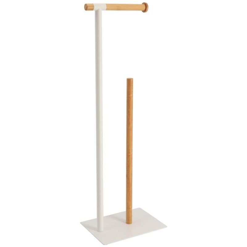 foto del prodotto derouleur et reserve papier wc metal bambou bamb bianco tendance