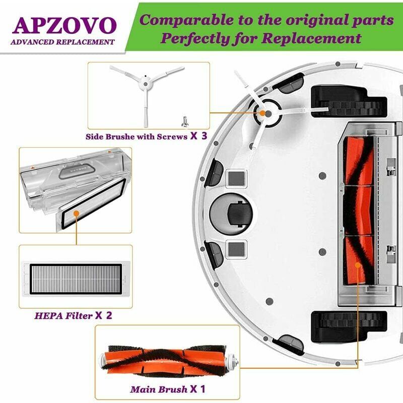 foto del prodotto derrui ricambi xiaomi roborock s5max s6pure e5, set di accessori da 10 pezzi spazzola principale, spazzola laterale, filtro hepa per xiaomi