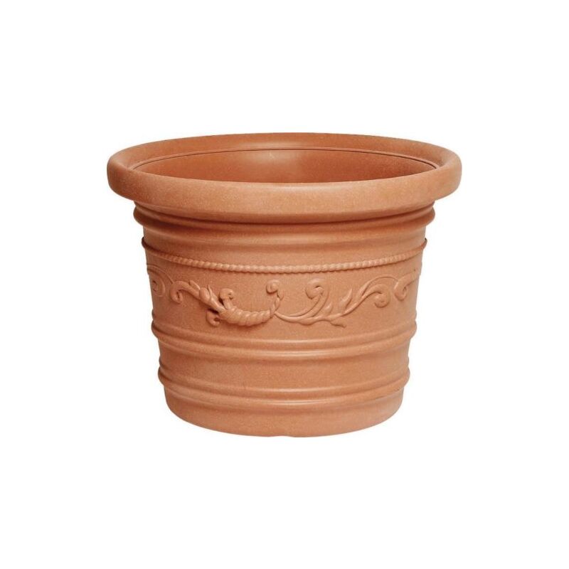 foto del prodotto des vaso tondo festonato in resina colore terracotta doppio bordo diametro cm. 80