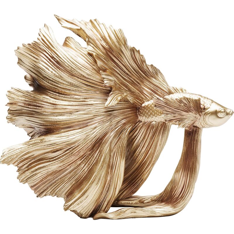 foto del prodotto design figura decorativa betta fish, oro, pesce esotico, materiale robusto, fatto a mano, stile asia lussuoso, decorazione esotica