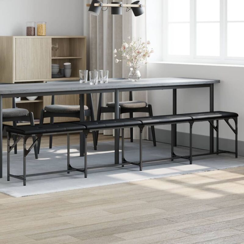 foto del prodotto design in vidaxl panca da pranzo nera 248x32x45 cm in acciaio e similpelle