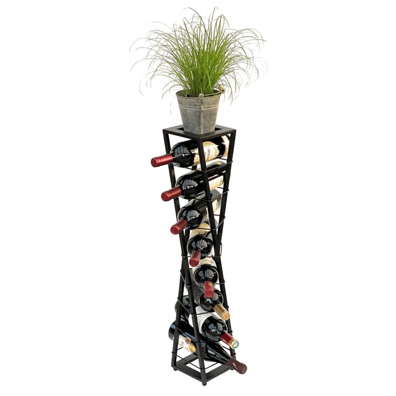 foto del prodotto design portabottiglie in metallo nero colonna di fiori esperanza 80 cm portabottiglie in piedi portabottiglie portabottiglie portabottiglie