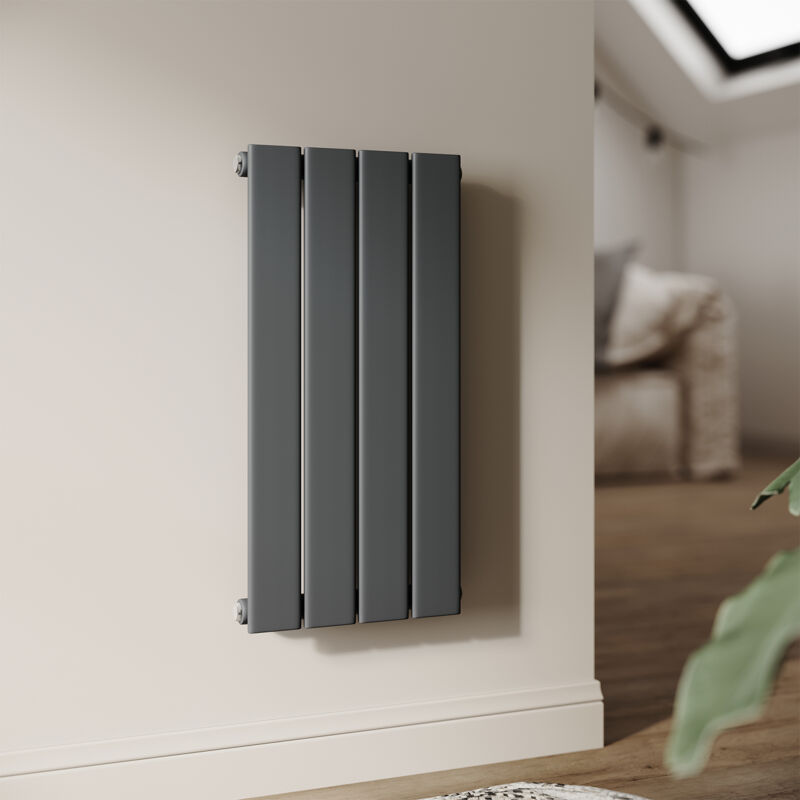 foto del prodotto design radiatore a pannello piccolo radiatore a pannello verticale per wc antracite, 600x311 mm, 222 watt sonni