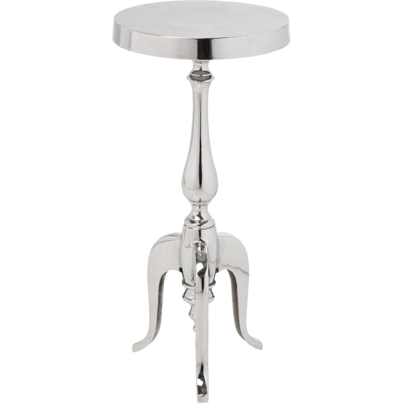 foto del prodotto design tavolino d appoggio barocco, argento, alluminio, stile vintage glamour rock, 62x27x27 a l p kare